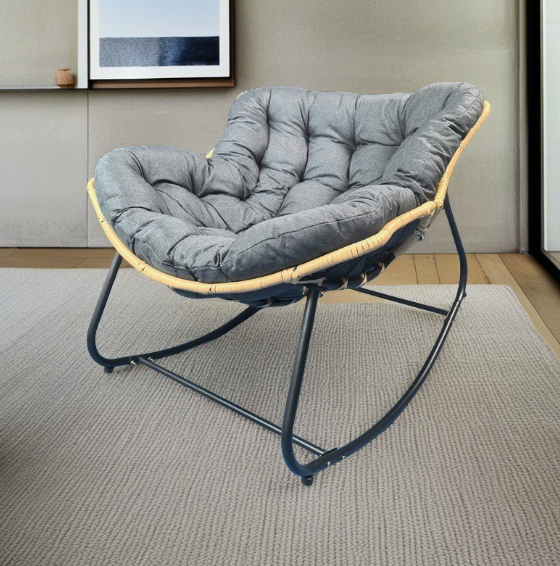 Fotoliu Balansoar Rocking Chair Model Premium, Extra Gros, Cadru Intarit