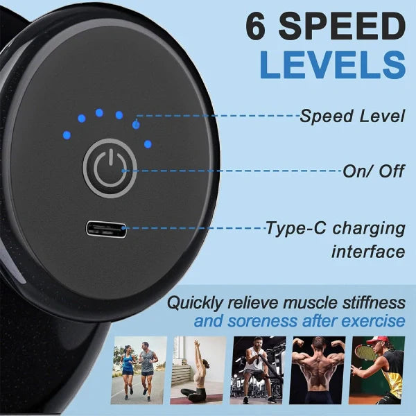 Aparat Masaj Electric Portabil, 6 viteze cu 4 Capete Rotative si Control Tactil