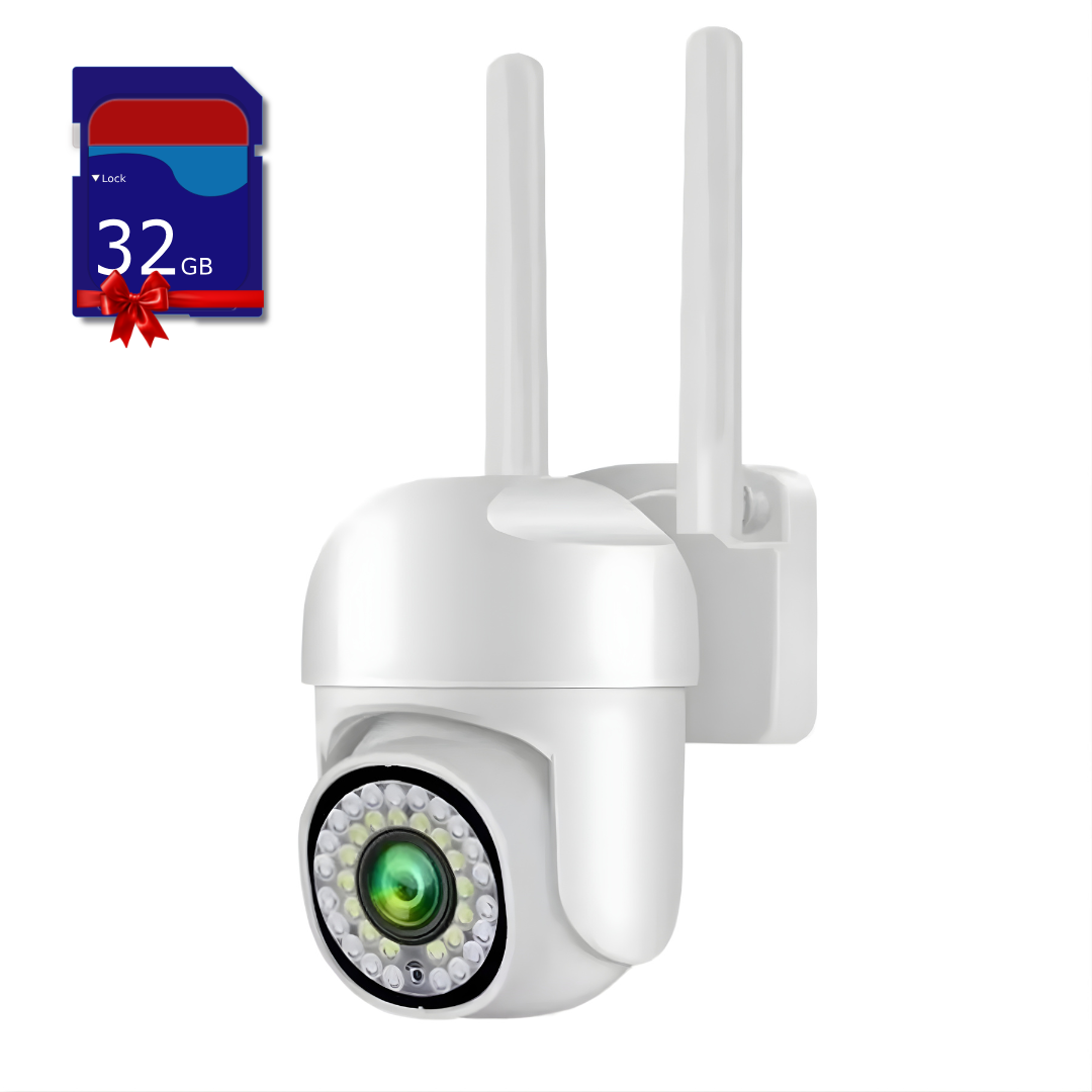 Pachet Camera de supraveghere WiFi pentru exterior cu Card 32GB Inclus, HD panoramica, vedere nocturna, audio bidirectional, rezistenta la apa, 2MP sau 3MP