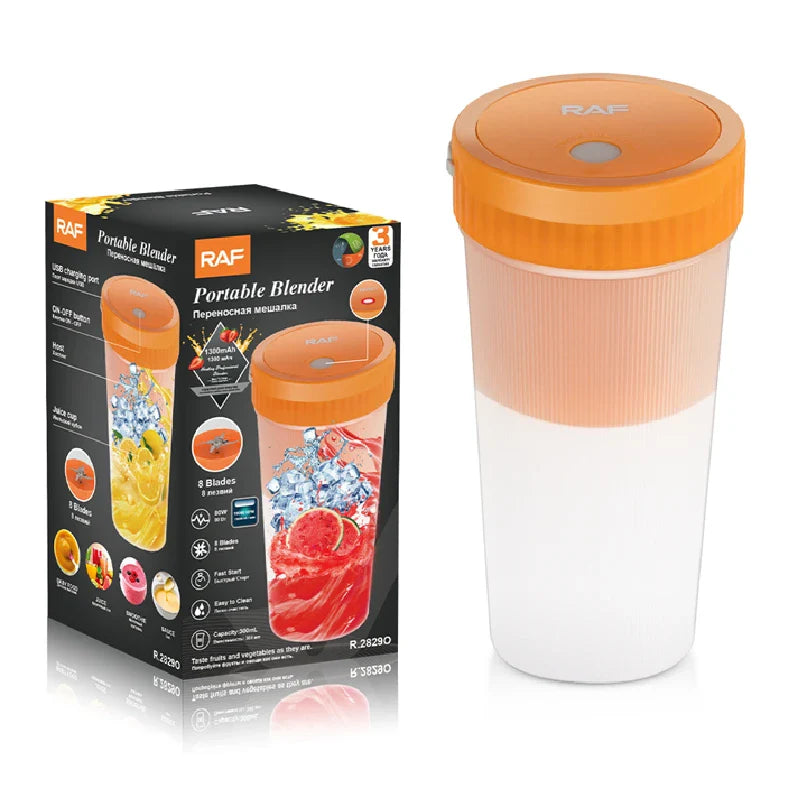 Blender portabil RAF R.2829O 300ml, reincarcabil USB, portocaliu