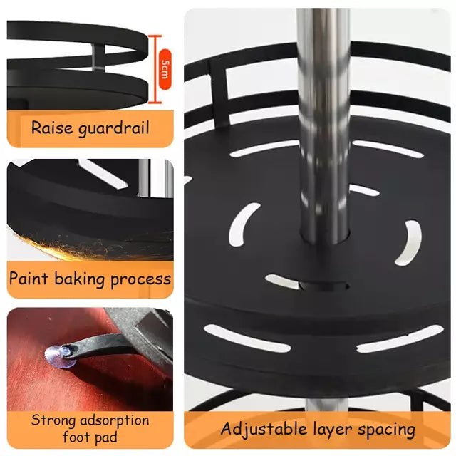 Suport rotativ cu 2 nivele, rotire 360°, pentru condimente, cu tava rotativa pentru borcane si sosuri