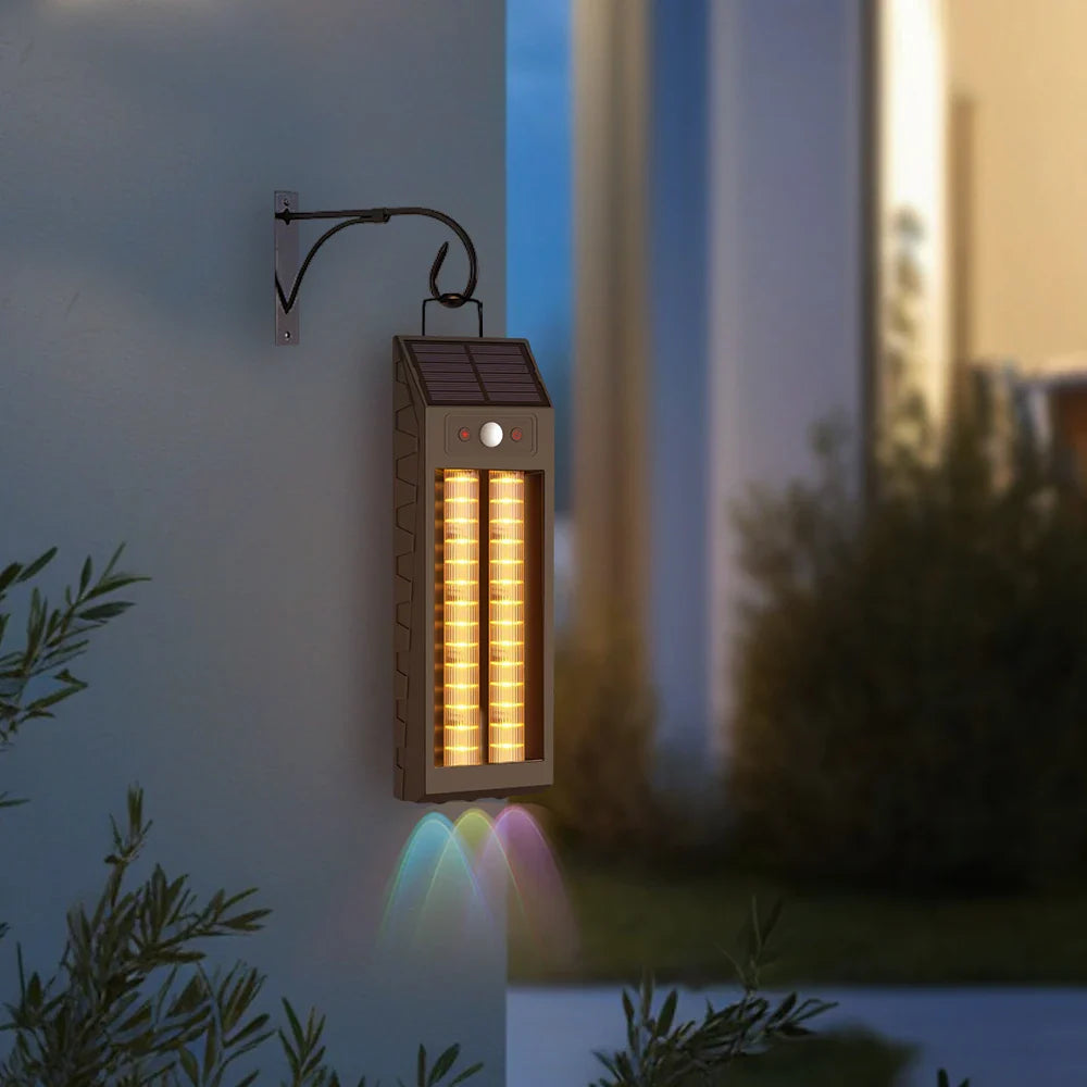 Lampa solara LED 33 cm, senzor miscare, 3 moduri de lumina, panou solar 5.5V/1.6W,  rezistenta la apa