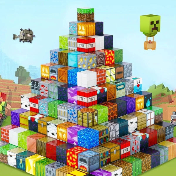 Blocuri magnetice de constructie, 180 piese, joc educativ, plastic ABS, 3+ ani, Cutie Cadou