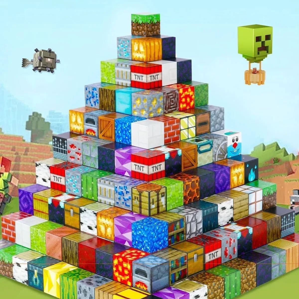 Blocuri magnetice de constructie, 180 piese, joc educativ, plastic ABS, 3+ ani, Cutie Cadou