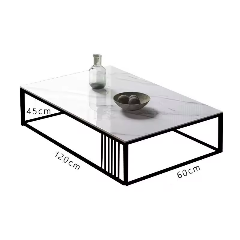RESIGILAT - Masuta de cafea dreptunghiulara, minimalista, design nordic, aspect marmura alba, 120x60x43cm