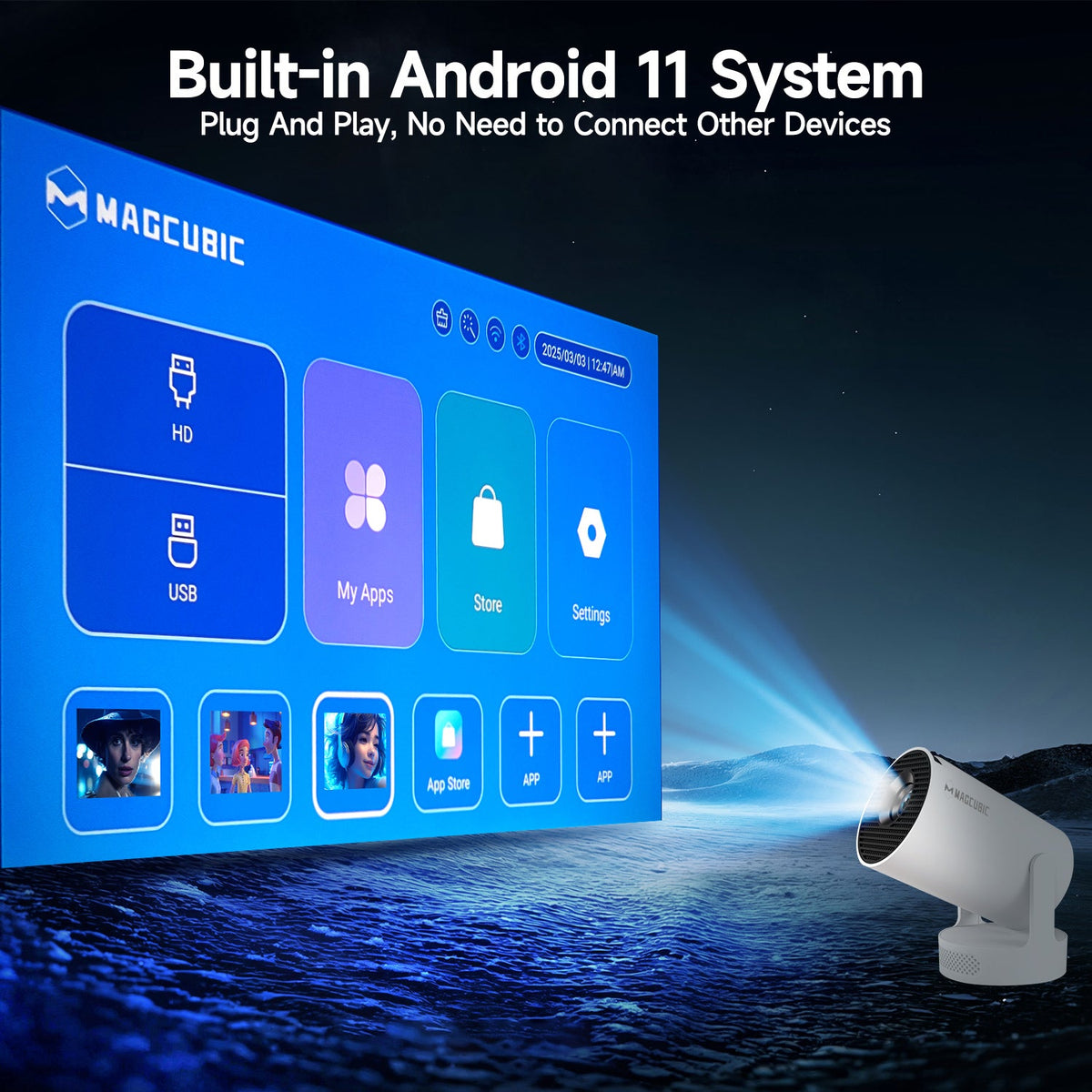 RESIGILAT - Videoproiector smart Magcubic HY300 Pro+ 4K, Android 11, WiFi 6, BT 5.4, Gamepad inclus