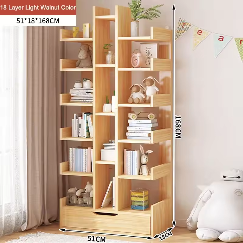 Biblioteca Tree of Knowledge cu 18 rafturi si sertar, 51x18x168cm