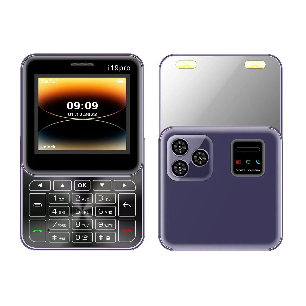 Telefon Mini i19 Pro Slide Button – 2.4", Dual SIM, 2G GSM, camera, FM, Bluetooth, butoane, deblocat