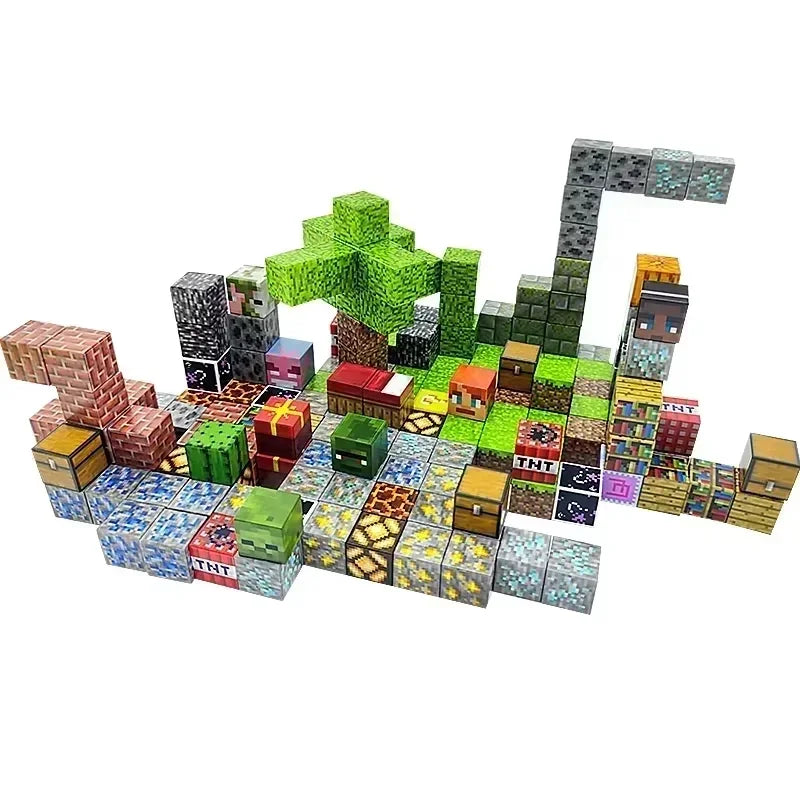 Blocuri magnetice de constructie, 180 piese, joc educativ, plastic ABS, 3+ ani, Cutie Cadou