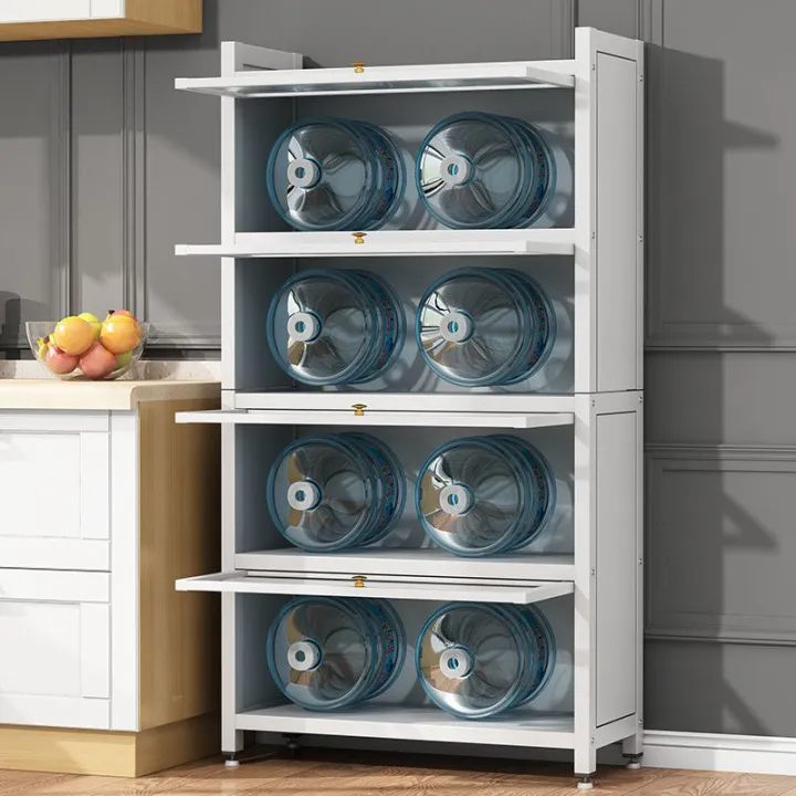 RESIGILAT - Dulap elegant pentru bucatarie, 4 rafturi, otel inoxidabil, usa cu geam cu deschidere verticala 80x32x144cm