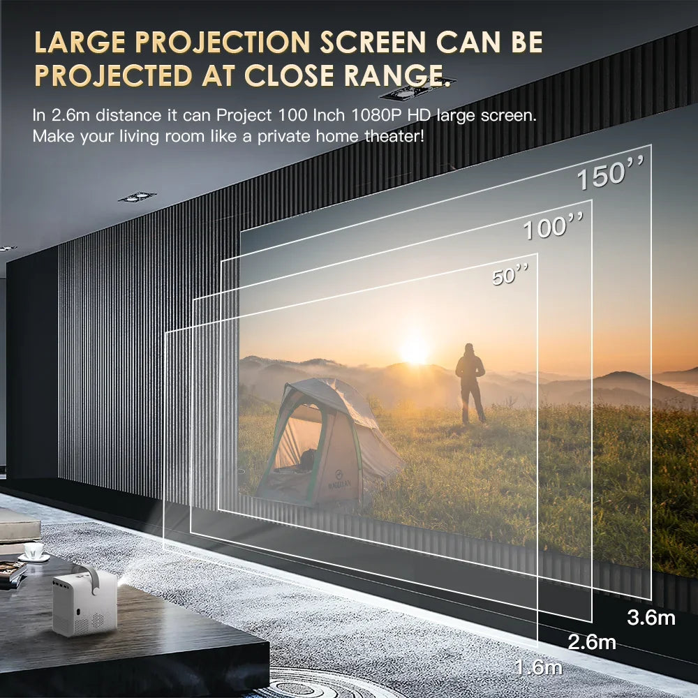 Proiector Portabil P10 Full HD 1080p, Android 10, WiFi & Bluetooth, 240 ANSI – Ideal pentru Filme și Netflix în Cameră Întunecată