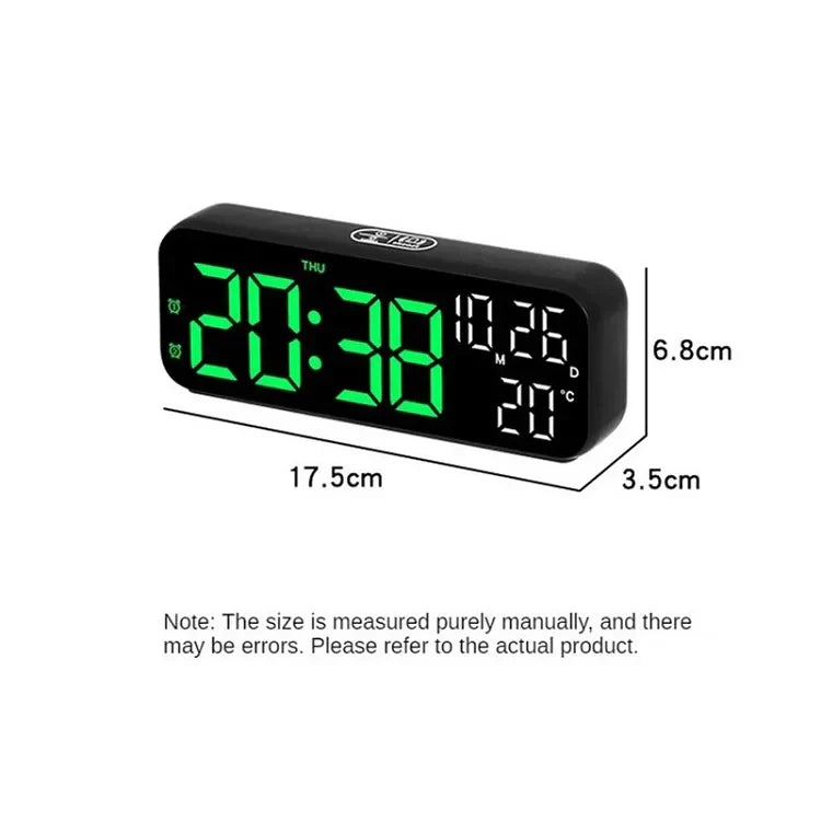 Ceas digital de perete cu afisaj LED, afisare temperatura si data, mod de noapte, ceas de masa, ceas electronic cu LED, 12H, 24H