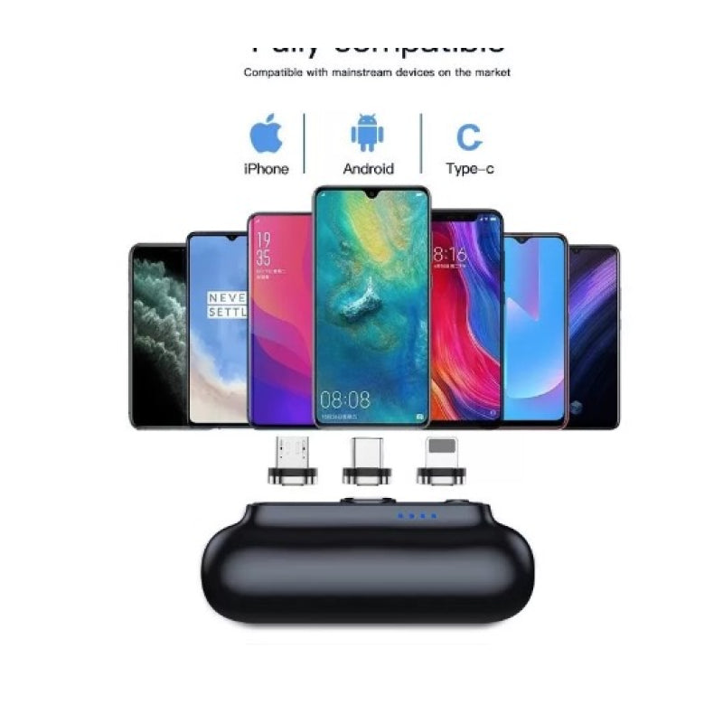 Baterie externa magnetica 3 in 1  5000 mAh Negru