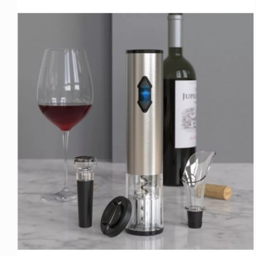 RESIGILAT - Set accesorii pentru vin cu tirbuson electric, 4 piese, baterii