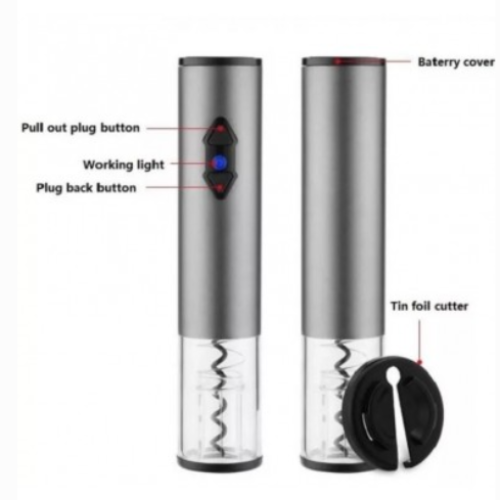 RESIGILAT - Set accesorii pentru vin cu tirbuson electric, 4 piese, baterii