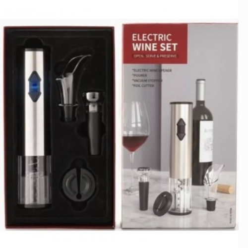 RESIGILAT - Set accesorii pentru vin cu tirbuson electric, 4 piese, baterii