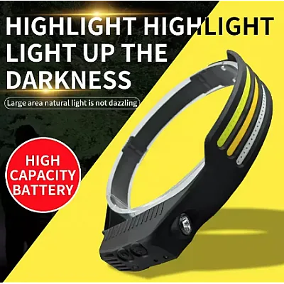 RESIGILAT - Lanterna cap LED, 1200 lumeni, Senzor de miscare, 5 Moduri lumina, Negru