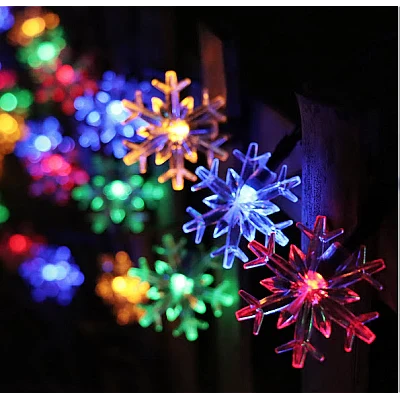 Instalatie Solara cu LED, 7 metri cu 50 fulgi de nea cristal