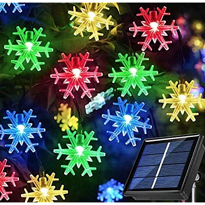 Instalatie Solara cu LED, 7 metri cu 50 fulgi de nea cristal