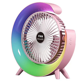 Mini ventilator de birou rotund cu LED RGB