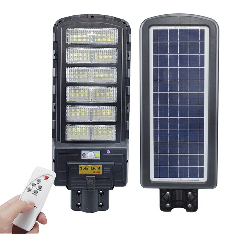 Lampa Solara Stradala, Dreptunghiulara 600W cu 12 Celule Telecomanda si Suport Metalic, Lumina Puternica