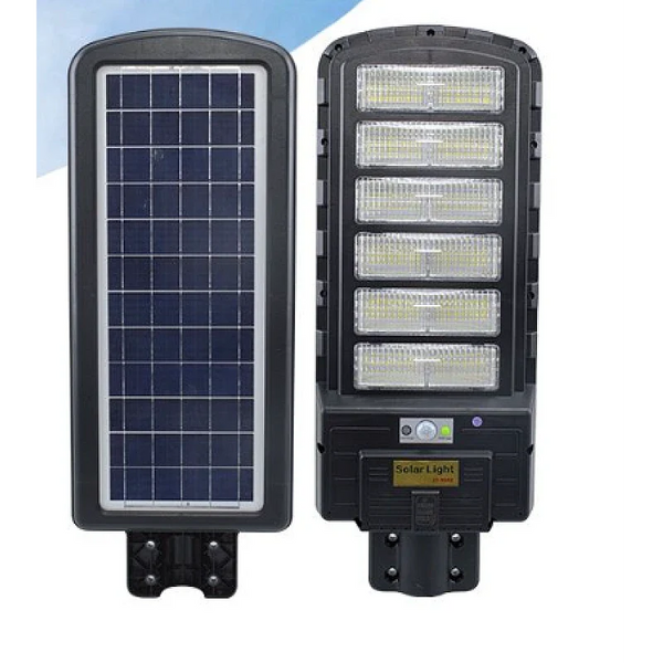 Lampa Solara Stradala, Dreptunghiulara 600W cu 12 Celule Telecomanda si Suport Metalic, Lumina Puternica