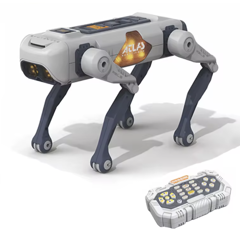 Catel robot inteligent RC, control telecomanda, aplicatie si comenzi vocale, functii AI, dans, lumini LED, gri