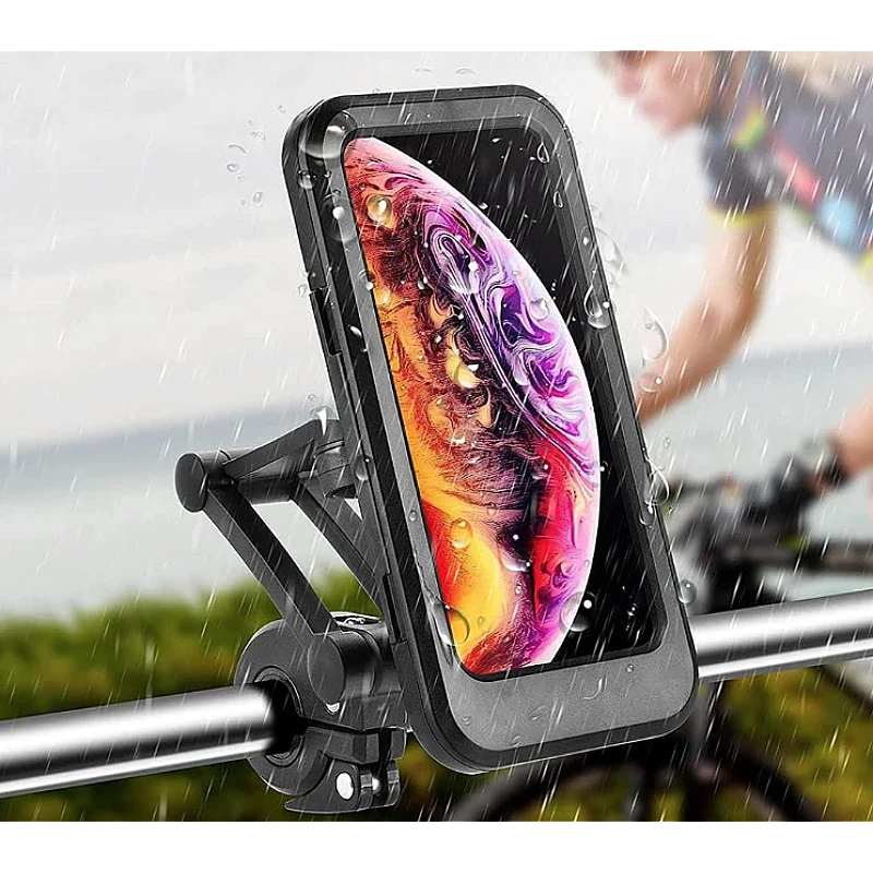 Suport telefon waterproof pentru Bicicleta / Motocicleta, Magnet puternic, Secure Grip, Rotire 360°, Adjustable Features, Smart Design, Hands-free, Negru