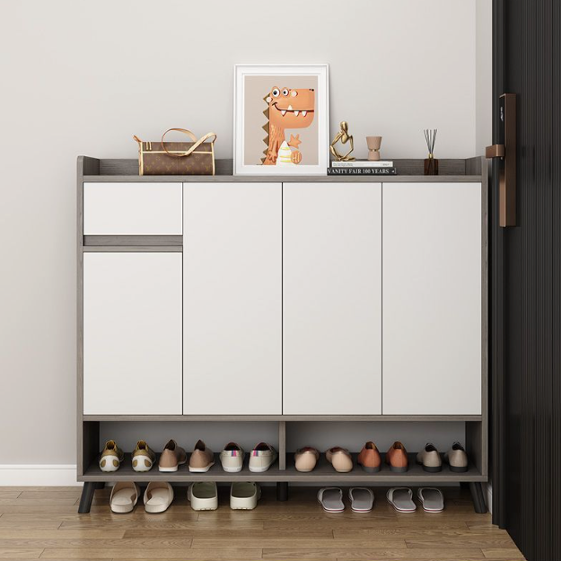 Pantofar tip dulap pentru hol, design minimalist, alb/gri