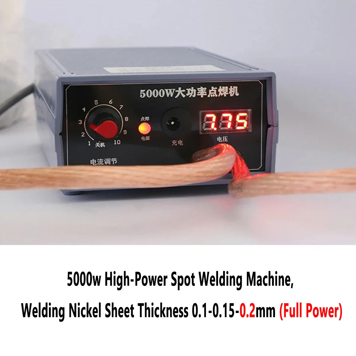 Aparat de sudura 5 kW, curent reglabil, baterie 18650, aparat de sudura prin puncte, gri alb