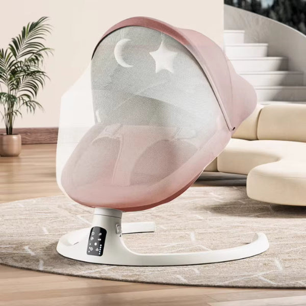 Leagan electric pentru bebelusi, unghiuri de balansare ajustabile, cu telecomanda, bluetooth si plasa anti-insecte