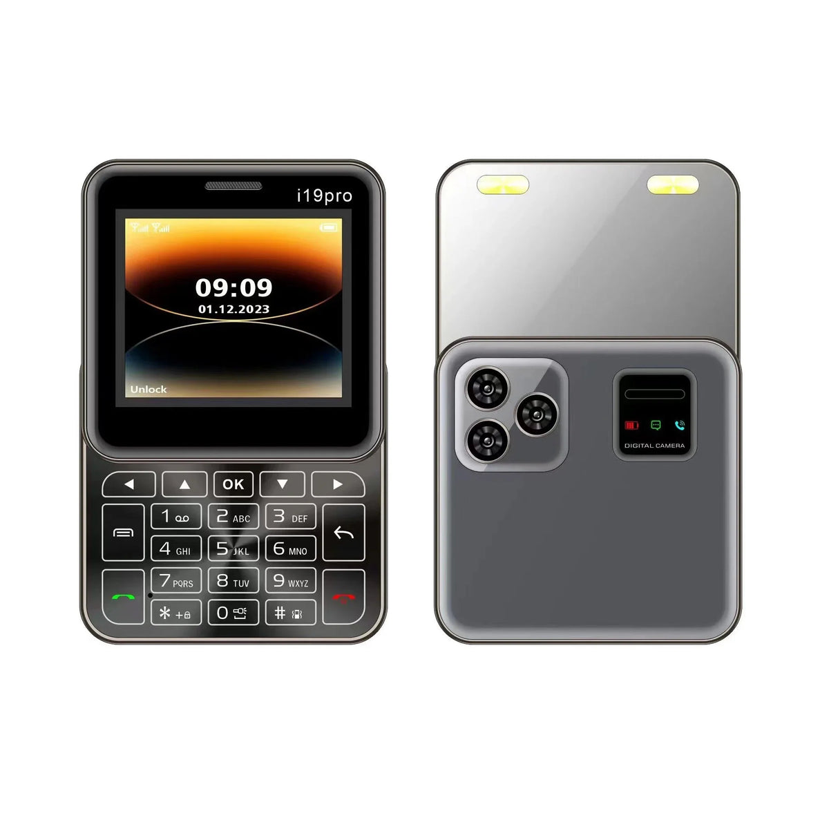Telefon Mini i19 Pro Slide Button – 2.4&quot;, Dual SIM, 2G GSM, camera, FM, Bluetooth, butoane, deblocat