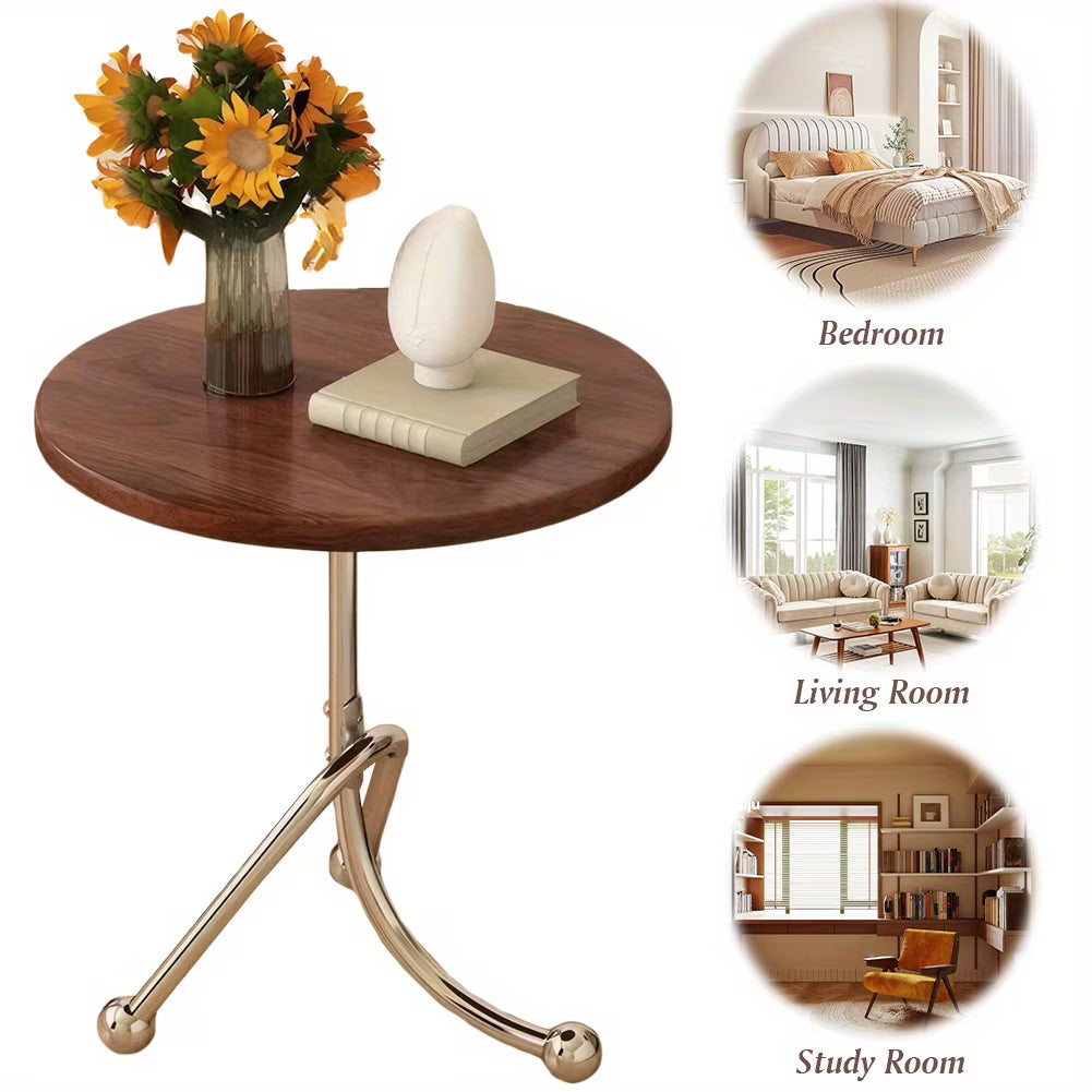 Masuta laterala moderna cu blat rotund si picioare metalice cromate – Design elegant pentru living 40 x 40 x 51 cm