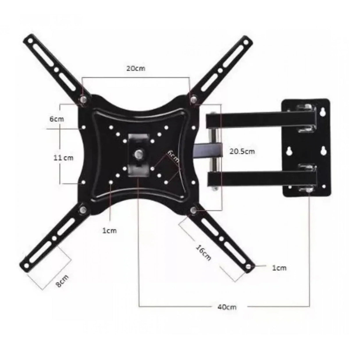 Suport TV mobil universal, cu 2 brate mobile, De la 14inch la 55inch (36 – 140 cm), Max 50Kg, Negru