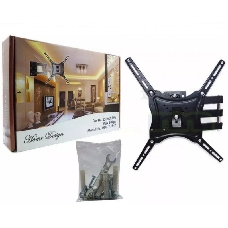 Suport TV mobil universal, cu 2 brate mobile, De la 14inch la 55inch (36 – 140 cm), Max 50Kg, Negru