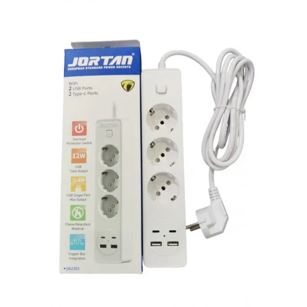 Prelungitor  3,4 sau 5 prize + 2 porturi USB si 2 porturi USB C