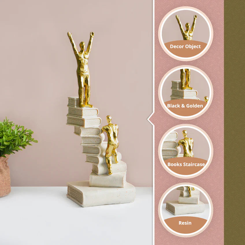 Statueta decorativa “Books Staircase” – simbol al succesului prin cunoastere si perseverenta, 30 cm