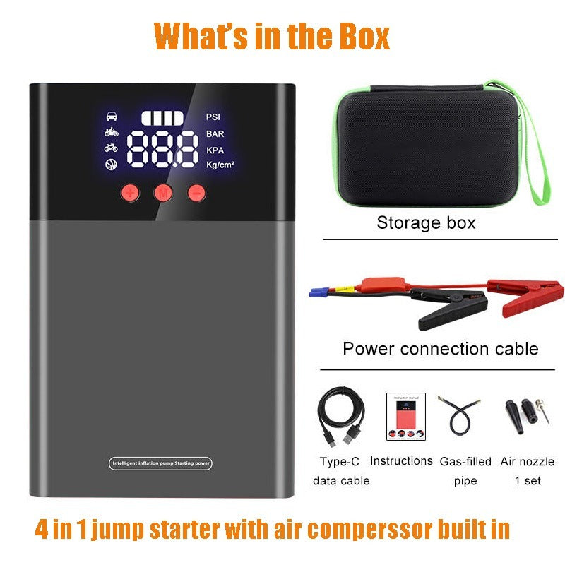 Jump Starter auto multifunctional 12V cu compresor aer 150 PSI si baterie 6000mAh