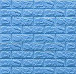 Tapet 3D caramizi albastre, auto-adeziv pentru interior, 70 x 77 cm