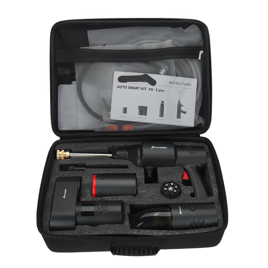 Kit multifunctional auto 4 in 1, compresor aer, aspirator, spalator auto si incarcator wireless