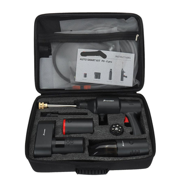 Kit multifunctional auto 4 in 1, compresor aer, aspirator, spalator auto si incarcator wireless