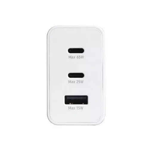 Incarcator telefon  65W, 2 porturi PD/Type-C + 1 port USB, incarcare super rapida, alb
