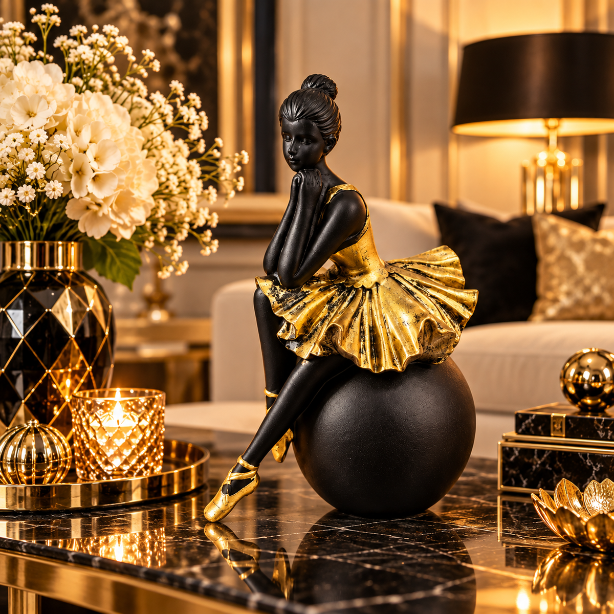 Statuetă Decorativă Balerină, Rășină Finisată – 23 × 8 cm - detaliu produs