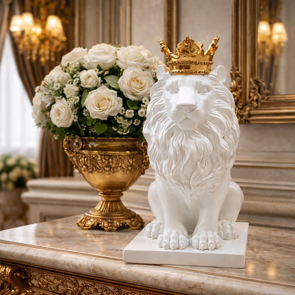 Statueta decorativa Leu Regal din rasina 14x22.5x5 cm design premium
