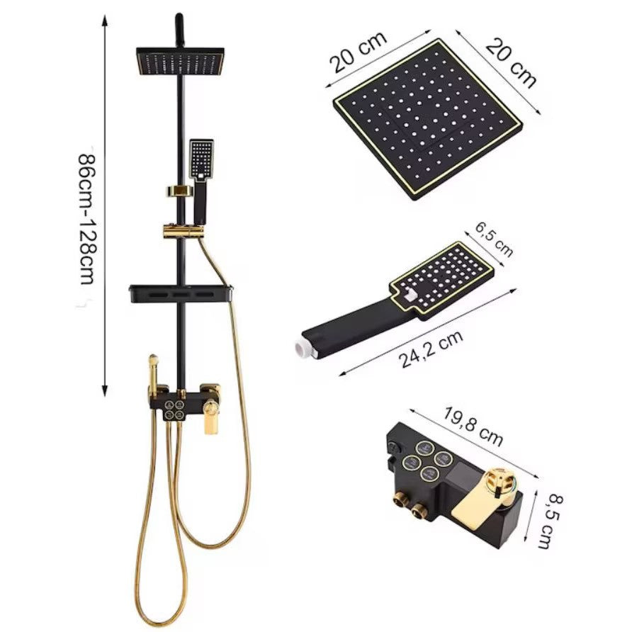 Coloana Dus Termostatica Premium Negru Auriu Afisaj Digital LED 28x19 cm - detaliu produs