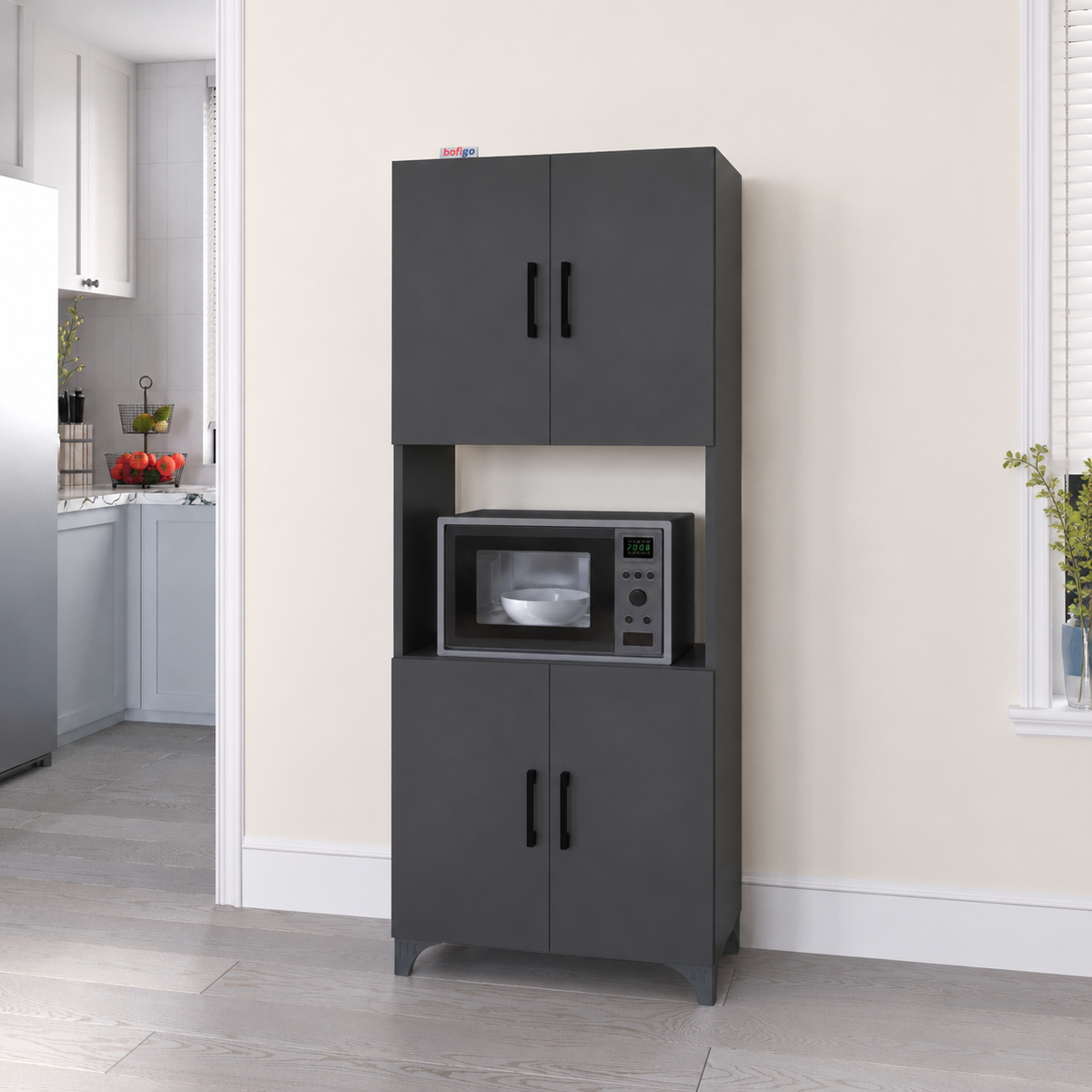 Dulap multifunctional pentru bucatarie, suport pentru cuptor cu microunde, 60 x 33,8 x 153,6 cm