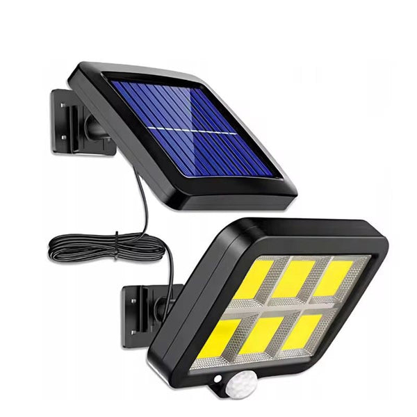 Lampa solara LED cu telecomanda, ajustabila, 6 COB LED, senzor miscare si lumina, baterie 2400 mAh, cablu 5 m, rezistenta la apa, negru