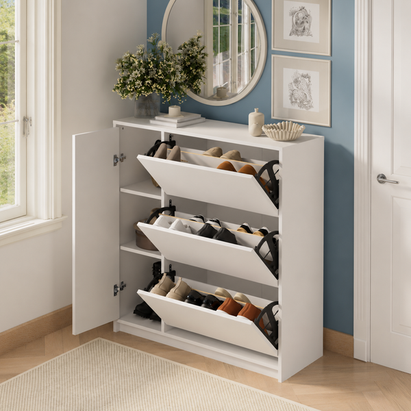 Pantofar Gizem cu usi basculante, dulap pantofi 90 x 100 cm capacitate 12-16 perechi, mobilier hol compact, PAL melaminat 18 mm clasa E1, mecanism flip-down pentru acces rapid, stil modern scandinav Antracit - detaliu 10