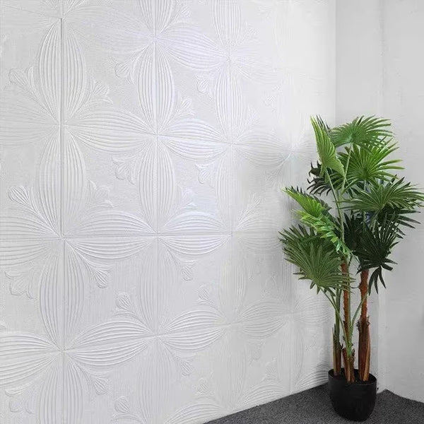 Tapet 3D Spuma Autoadeziv Floral Alb Decorativ pentru Dormitor Living Baie - imagine principala