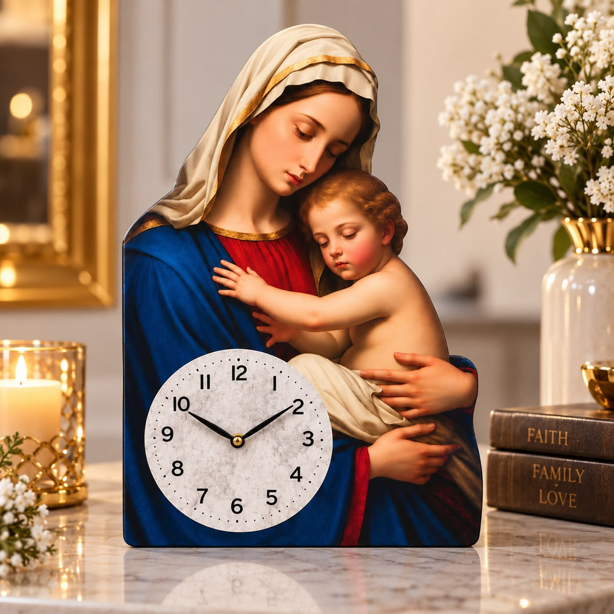 Ceas de Perete cu Isus Cristos Design Religios Mecanism Quartz 30cm - detaliu produs